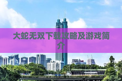 大蛇无双下载攻略及游戏简介