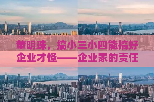 董明珠，搞小三小四能搞好企业才怪——企业家的责任与道德底线