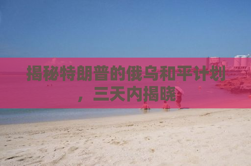 揭秘特朗普的俄乌和平计划，三天内揭晓